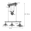 Lampe suspendue HWC-H84, lampe suspendue, avec câble Métal industriel hauteur réglable noir