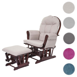 Fauteuil relax HWC-C76, fauteuil à bascule avec tabouret ~ tissu/textile, gris foncé, châssis blanc