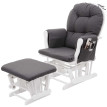Fauteuil relax HWC-C76, fauteuil à bascule avec tabouret ~ tissu/textile, gris foncé, châssis blanc