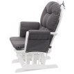 Fauteuil relax HWC-C76, fauteuil à bascule avec tabouret ~ tissu/textile, gris foncé, châssis blanc