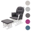 Fauteuil relax HWC-C76, fauteuil à bascule avec tabouret ~ tissu/textile, gris foncé, châssis blanc