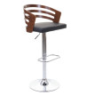 Tabouret de bar HWC-E87, chaise de comptoir, design rétro, bois de proue, aspect noix, similicuir ~