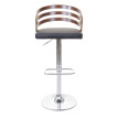 Tabouret de bar HWC-E87, chaise de comptoir, design rétro, bois de proue, aspect noix, similicuir ~