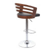 Tabouret de bar HWC-E87, chaise de comptoir, design rétro, bois de proue, aspect noix, similicuir ~