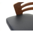 Tabouret de bar HWC-E87, chaise de comptoir, design rétro, bois de proue, aspect noix, similicuir ~