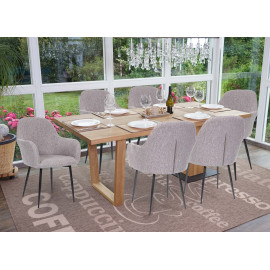 Lot de 6 chaises de salle à manger HWC-F18, chaise de cuisine, design rétro ~ tissu/textile gris, pi
