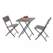 Ensemble de meubles en polyrotin HWC-E23 pour balcon et jardin, pliable ~ gris