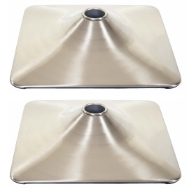 2x plateau de sol pour tabouret de bar, chaise pivotante, rectangulaire, métal brossé ~ Ø 37,5cm
