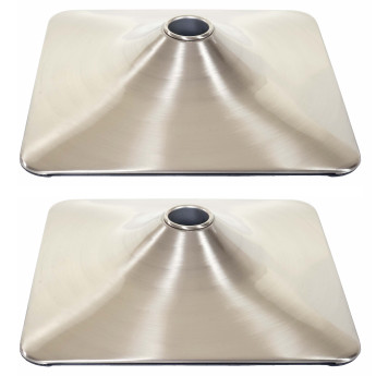 2x plateau de sol pour tabouret de bar, chaise pivotante, rectangulaire, métal brossé ~ Ø 37,5cm