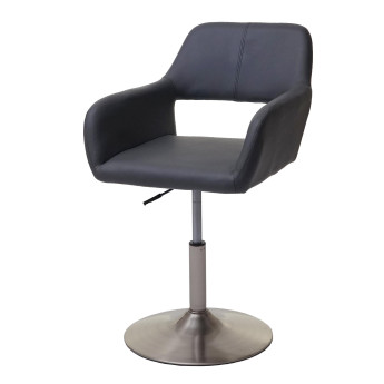 Chaise de salle à manger HWC-A50 III, style rétro années 50, similicuir ~ gris, pied en métal brossé
