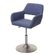 Chaise de salle à manger HWC-A50 III, style rétro années 50, tissu ~ gris-bleu, pied en métal brossé