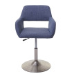 Chaise de salle à manger HWC-A50 III, style rétro années 50, tissu ~ gris-bleu, pied en métal brossé