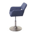 Chaise de salle à manger HWC-A50 III, style rétro années 50, tissu ~ gris-bleu, pied en métal brossé