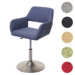 Chaise de salle à manger HWC-A50 III, style rétro années 50, tissu ~ gris-bleu, pied en métal brossé