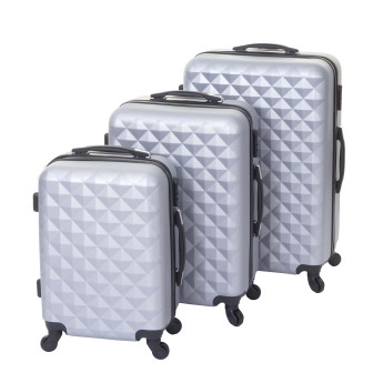 Lot de 3 valises HWC-D54b, valise rigide, valise à roulettes, bagages à main, hauteur 72/60/50cm ~ g