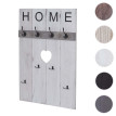 Portemanteau mural HWC-C89, HOME, 8 crochets, 91x60cm ~ gris foncé shabby