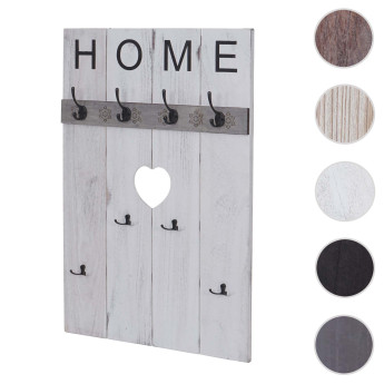 Portemanteau mural HWC-C89, HOME, 8 crochets, 91x60cm ~ gris foncé shabby