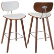 2x tabouret de bar HWC-C32, chaise de comptoir, style rétro bois de proue, optique noix ~ blanc