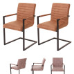 2x chaise de salle à manger HWC-B45, fauteuil cantilever, imitation daim vintage ~ similicuir, marro