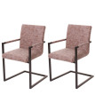 2x chaise de salle à manger HWC-B45, fauteuil cantilever, imitation daim vintage ~ similicuir, marro
