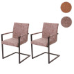 2x chaise de salle à manger HWC-B45, fauteuil cantilever, imitation daim vintage ~ similicuir, marro
