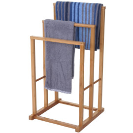 Porte-serviette HWC-B18 pour salle de bains, Bambou, 82x42x42cm