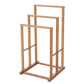 Porte-serviette HWC-B18 pour salle de bains, Bambou, 82x42x42cm