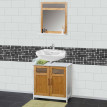 Ensemble salle de bain HWC-A85, meuble sous-vasque + miroir, babou, blanc