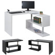 Bureau en angle HWC-A68, table d'ordinateur, poli fin, rotatif 120x60cm ~ blanc
