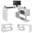 Bureau en angle HWC-A68, table d'ordinateur, poli fin, rotatif 120x60cm ~ blanc