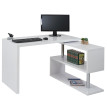 Bureau en angle HWC-A68, table d'ordinateur, poli fin, rotatif 120x60cm ~ blanc