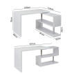 Bureau en angle HWC-A68, table d'ordinateur, poli fin, rotatif 120x60cm ~ blanc