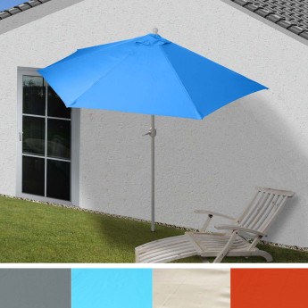 Parasol Parla en alu, hémicycle, parasol de balcon UV 50+ ~ 300cm bleu avec pied