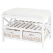 Étagère à chaussures, banquette 45x65x34cm, style shabby, vintage ~ blanc
