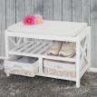 Étagère à chaussures, banquette 45x65x34cm, style shabby, vintage ~ blanc