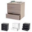 Commode Pavia, table / armoire de chevet, 3 tiroirs 50x45x34cm ~ blanc