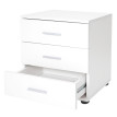 Commode Pavia, table / armoire de chevet, 3 tiroirs 50x45x34cm ~ blanc