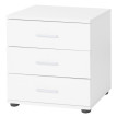 Commode Pavia, table / armoire de chevet, 3 tiroirs 50x45x34cm ~ blanc